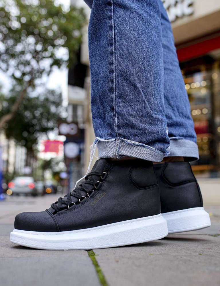 Ανδρικά ασπρόμαυρα μποτάκια δερματίνη χαμηλά CH258 φωτογραφία